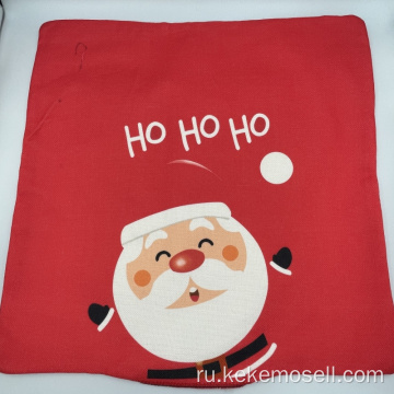 Cartoon Santa Claus Print Pillow Cover